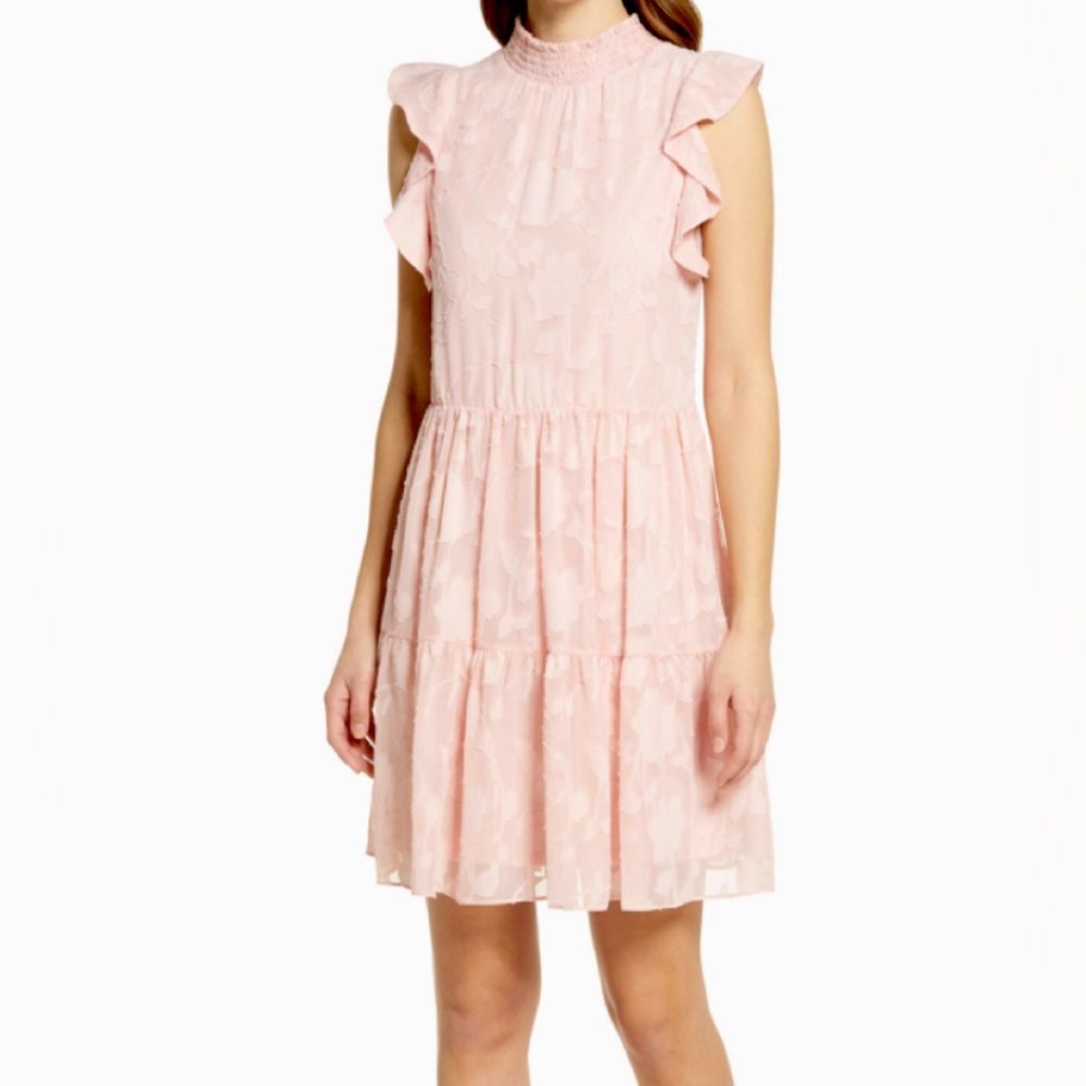 Sam Edelman Floral Jacquard Mini Dress Blush